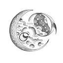 upside down crescent moon tattoo design idea