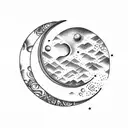 upside down crescent moon tattoo design idea