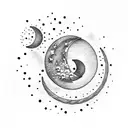 upside down crescent moon tattoo design idea