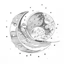 upside down crescent moon tattoo design idea