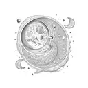 upside down crescent moon tattoo design idea