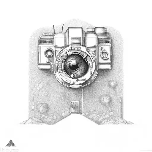 Lletter G like a camera diaphragm tattoo design idea