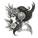 modern athena greek goddess tattoo design idea