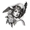 modern athena greek goddess tattoo design idea