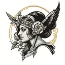 modern athena greek goddess tattoo design idea