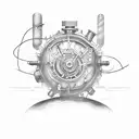 A steampunk-inspired tattoo of a quality control inspector robot tattoo design idea