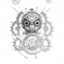 A steampunk-inspired tattoo of a quality control inspector robot tattoo design idea
