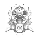 A steampunk-inspired tattoo of a quality control inspector robot tattoo design idea