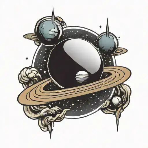 saturn planet tattoo design idea