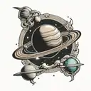 saturn planet tattoo design idea