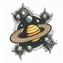 saturn planet tattoo design idea