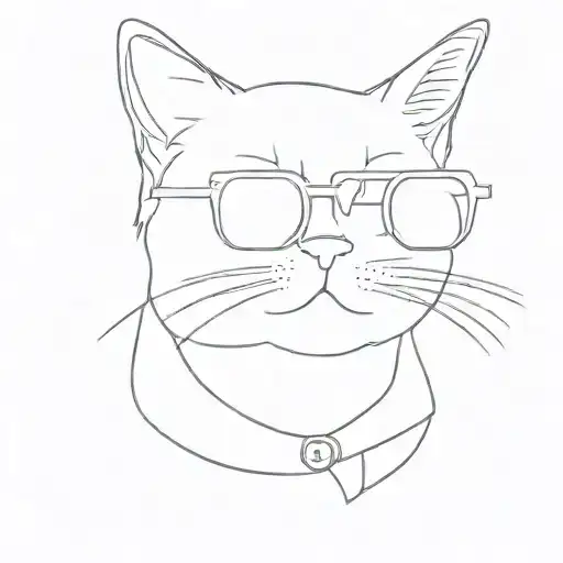 Generate a minimalist tattoo of a cool cat wearing sunglasses tattoo design idea
