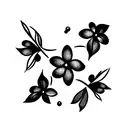 violet flowers tattoo design idea