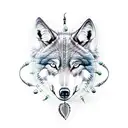 male wolf inside dream catcher  tattoo design idea