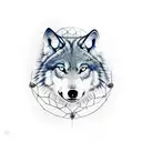 male wolf inside dream catcher  tattoo design idea