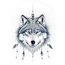 male wolf inside dream catcher  tattoo design idea