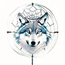 male wolf inside dream catcher  tattoo design idea