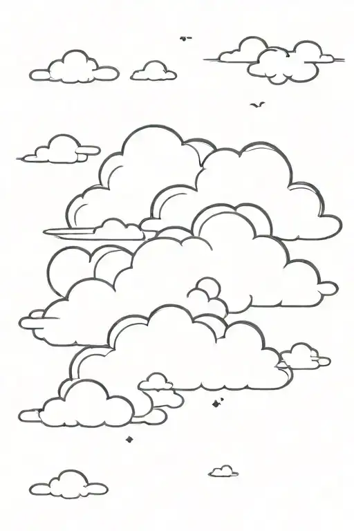 Clouds background black and white drawing full image tattoo design idea