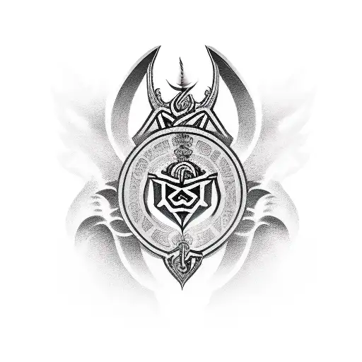 logo tattoo on male chest, noble gangster, nobility, brutality, intelligence, sense, strength, success, libra, fortune tattoo design idea