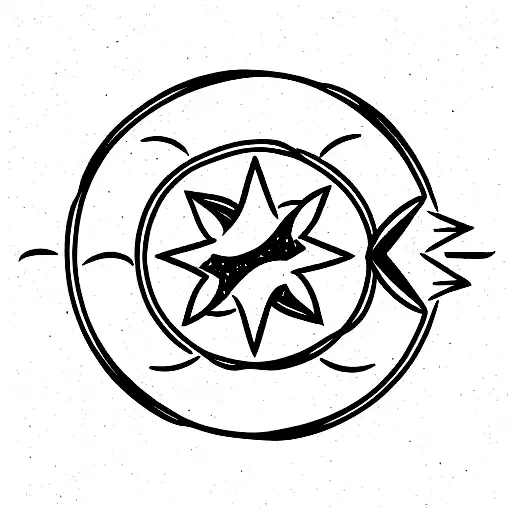 mon and sun and waves and stars tattoo design idea