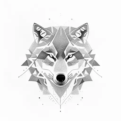 forest with 3 wolves tattoo design idea