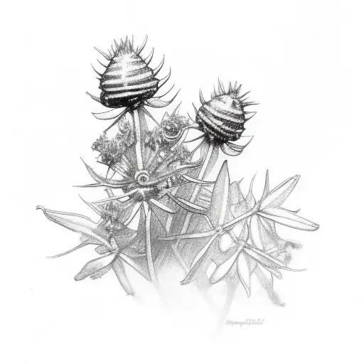 pennyroyal branch realistic sketch tattoo design idea