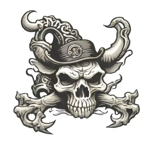 bull and pig foot crossbones   tattoo design idea