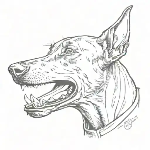Doberman barking tattoo design idea
