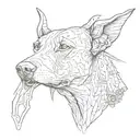Doberman barking tattoo design idea