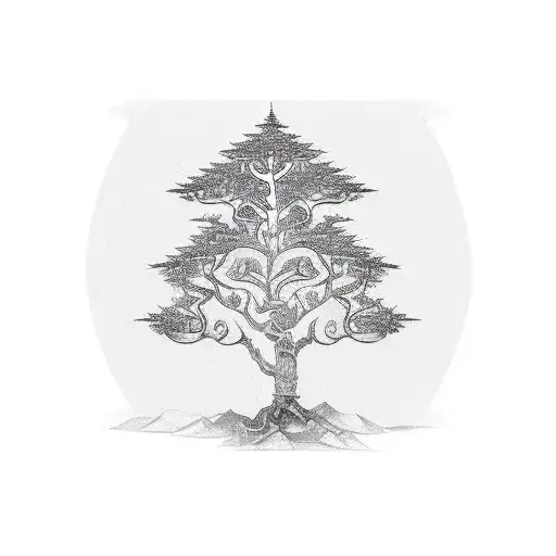 A sketch-style tattoo of a flourishing money tree symbolizing luck and prosperity tattoo design idea