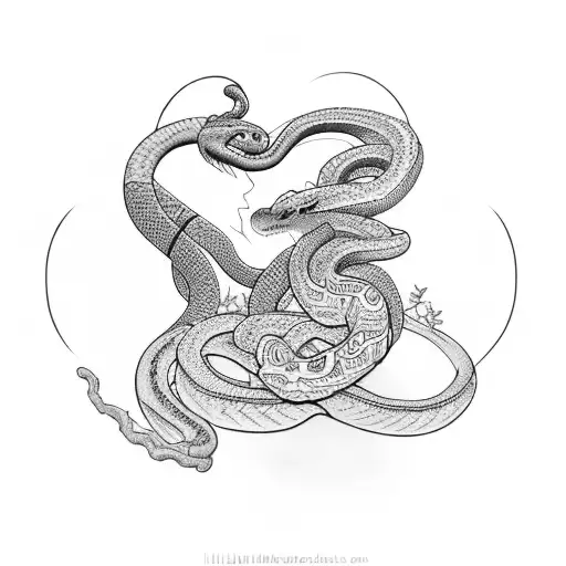 lilith with snake and flowers tattoo design idea