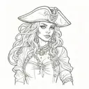 pirates girl tattoo design idea