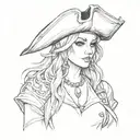 pirates girl tattoo design idea