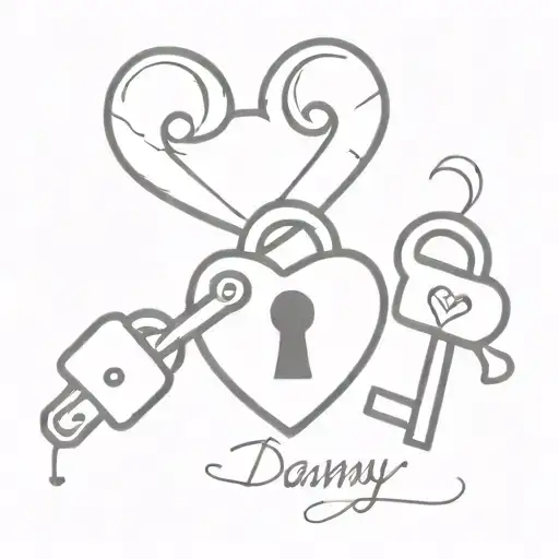 Heart with a lock on it. Three keys that match the lock. One says Kairo, one says Mom, and one says Danny tattoo design idea