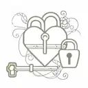 Heart with a lock on it. Three keys that match the lock. One says Kairo, one says Mom, and one says Danny tattoo design idea