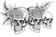 japanese skull soft shading tattoo design idea