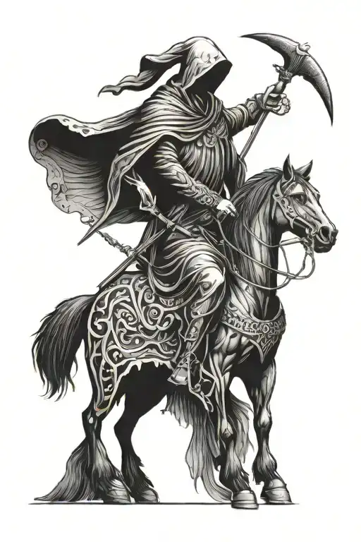 dark horse with grim reaper tattoo design idea