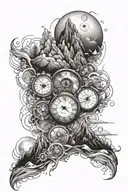 ocean, mountains, time travel, space themed tattoo tattoo design idea
