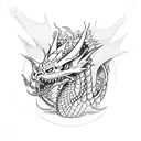 2000s vintage,dragon clouds  tattoo design idea