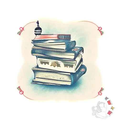 books with Nina and victoria written on them tattoo design idea