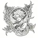 Satori Gojo tattoo design black and white tattoo design idea