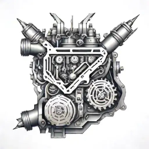 overgrown v8 engine tattoo design idea