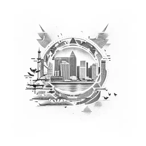 Jacksonville Florida skyline tattoo design idea