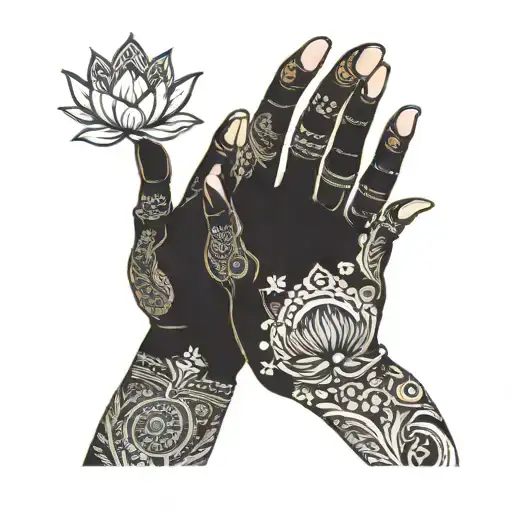 lord vishnu's hand holding a lotus flower   tattoo design idea