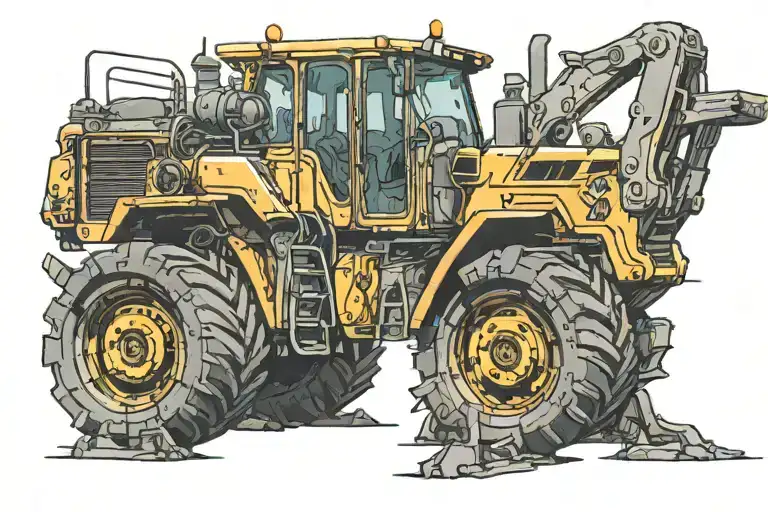 heavy equipment integrated tattoo design idea