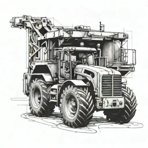 heavy equipment vehicle morphing tattoo design idea