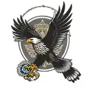 invincible crown eagle wings spread tattoo design idea