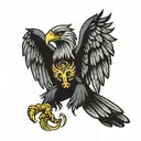 invincible crown eagle wings spread tattoo design idea