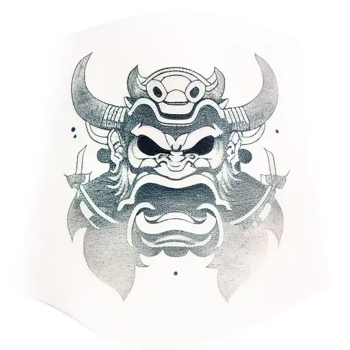 Oni Mask with Samurai Helmet on tattoo design idea