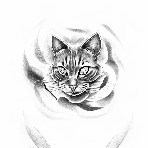 scarry cat, rose and devil ayes, train in hell tattoo design idea